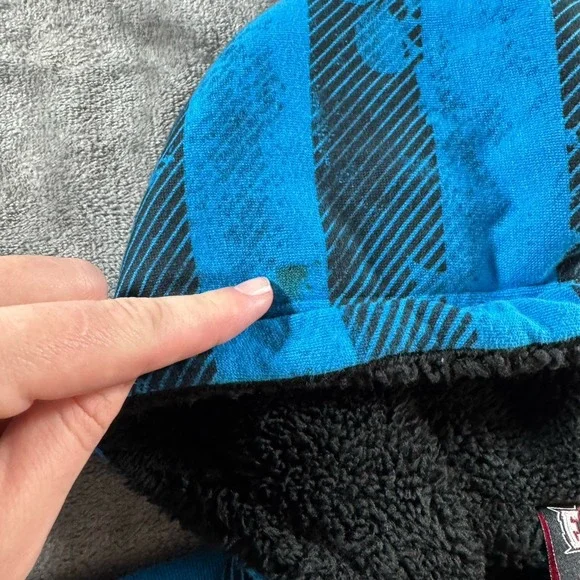 Vintage Y2K MMA Elite Hoodie Size L Blue Sherpa Lined Zip Up Skull Affliction - Picture 12 of 12